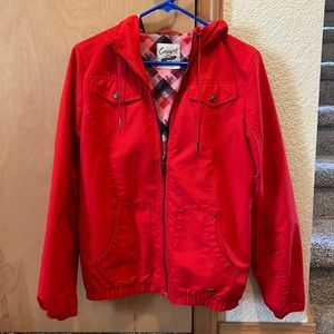 Red rain jacket